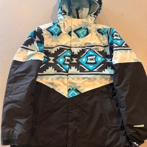 The North Face Kids' Geometric Blue and Black Puffer Jacket